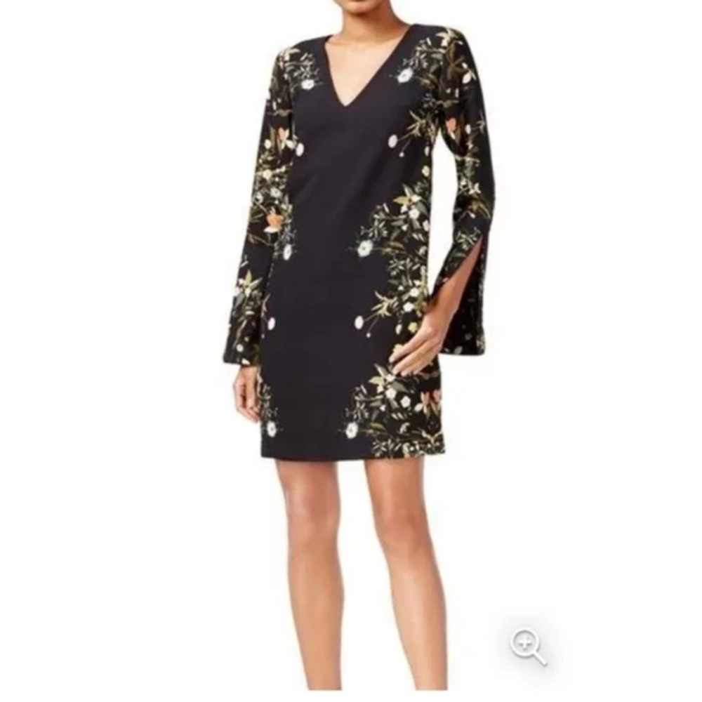 RACHEL Rachael Roy Floral Print Shift Long Sleeve Mid-Length Dress sz 6